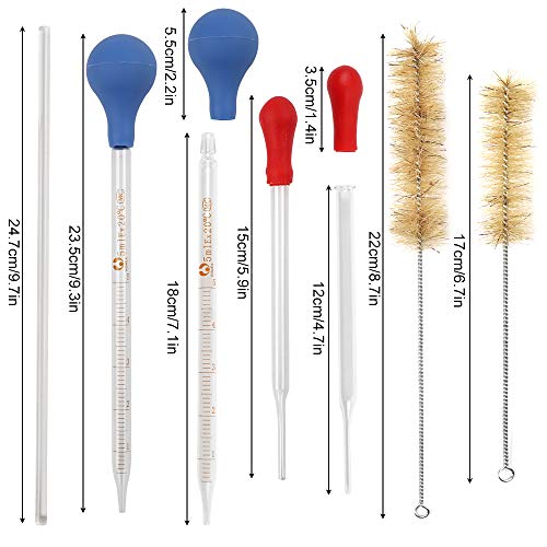 SUPERLELE Glass Graduated Measuring Cylinder Set 100ml 50ml 25ml 10ml 5ml with 2 Glass Stirring Rod, 3 Dropper and 2 Cleaning Brush - Thumbnail 2