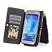 Galaxy J7 Case, LeCase 12 Card Holder Pro - [Zipper Cash Storage] Premium Button PU Leather Wallet Case Cover with Detachable Magnetic Hard Case for Samsung Galaxy J7 J700 (2015), Black