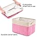 EZOWare Set of 3 Large Canvas Fabric Tweed Storage Organizer Cube Set W/Handles for Nursery Kids Toddlers Home and Office - 15 L x 10.5 W x 9.4 H -Pink