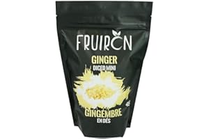 Mini Diced Crystallized Ginger – 454g (1lb) by Fruiron | Candied Ginger Cubes with Sweet & Spicy Flavor | Sugar-Coated Dried 