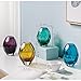 CASAMOTION Home Decor Accent Vase Diamond Shape Solid Color Hand Blown Art Glass Vase, Violet