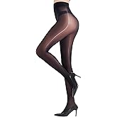 Aaronano Shiny Pantyhose for Women Shimmer Sheer Tights Silk Oil High Waist Stockings