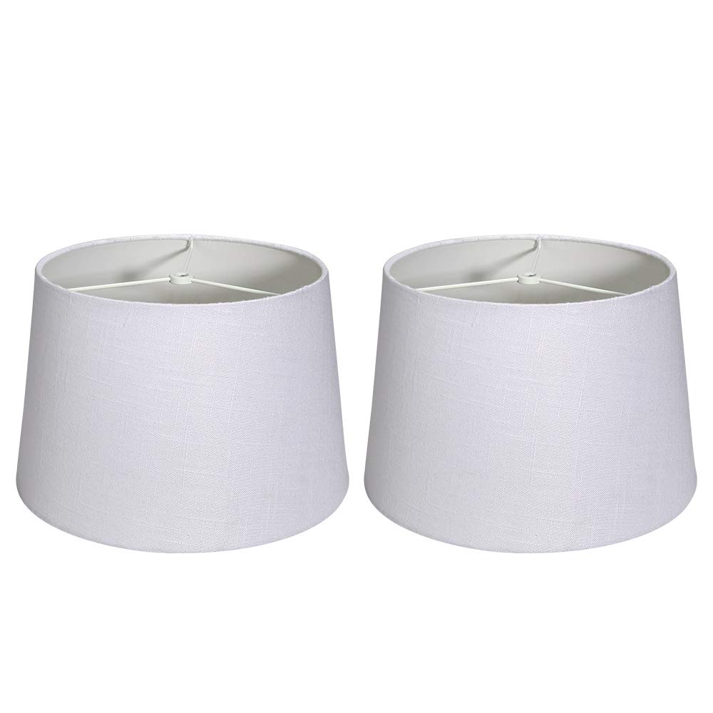 Tootoo Star Double 10x12x8" Fabric Natural Linen Cone Drum Hand Craft Medium Lamp Shade Set of 2, Lampshade for Floor Table Lamp, Spider (Bright White)