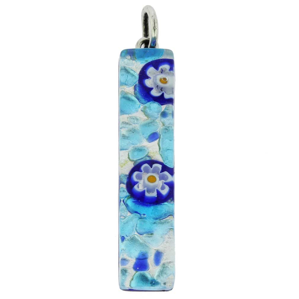 Glass Of Venice Murano Glass Venetian Reflections Stick Rectangular Pendant Aqua Blue - Handcrafted Venetian Jewelry Made in Italy
