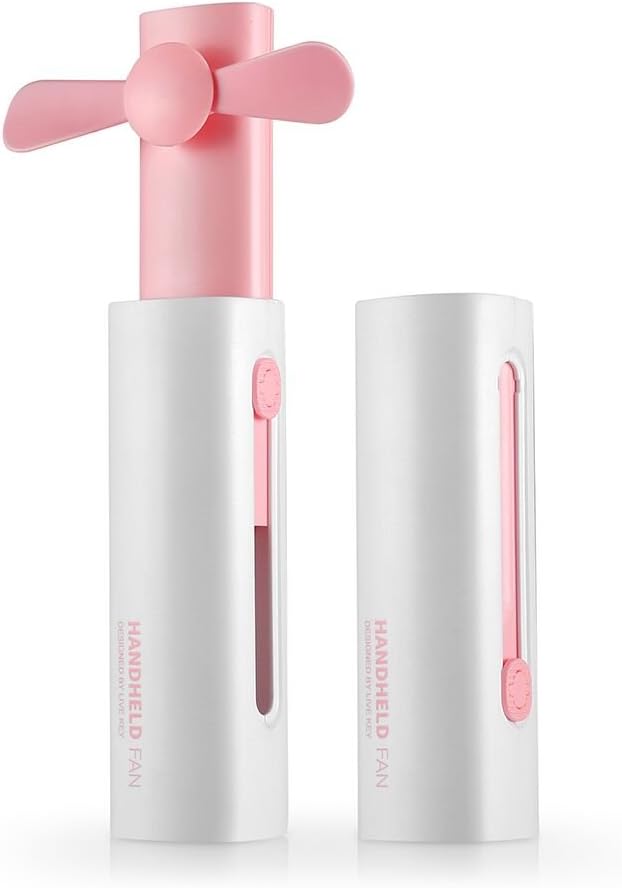 Portable Handheld Personal Fan Rechargeable Battery Operated Fan Quiet Foldable with 2200mAh Power Bank & Led Flashlight, 15-25H Long Working Time for Hot Summer Travel Shopping Outdoor Sports (Pink)