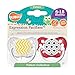Ulubulu Expression Pacifier Set, Unisex, Yellow Chevron and Gray Moroccan Pattern, 6-18 Months