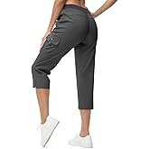 TBMPOY Women's Capri Pants Lightweight Quick Dry Hiking Cargo Pockets Casual Water Resistant Travel Cropped Cotton