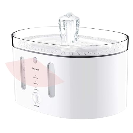 Jnwayb Katzenbrunnen Katzen Trinkbrunnen, 3 Modi Infrarot Sensor Ultra Leise BPA-Frei Automatisch Wasserbrunnen 2,5L Wassersp