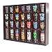 DisplayGifts Shot Glass Display Case Holder Stand Wall Mountable Cabinet Rack 28 Slots No Door Mahogany Finish