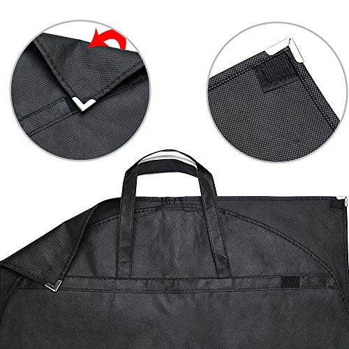 Titan Mall 54" Black Garment Bags Breathable Coat Cover Carrier Bag for Travel with Velcro & Handles, Pack of 1 - Thumbnail 3