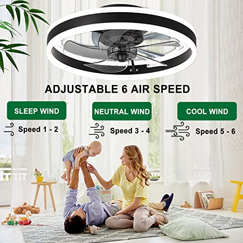 OMGPFR Reversible Ceiling Fan Silent Remote Control 6 Speeds Bedroom Ceiling Fan with Modern Light Living Room 24 W Dimmable LED Ceiling Fan, Gold 50 cm