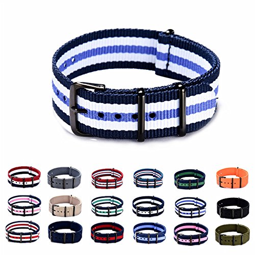 MAKITOW Nylon Watch Strap - Choice of Colors & Widths 18mm or 20mm - Premium Ballistic Nylon Watch Band with Black Stainless Steel Buckle