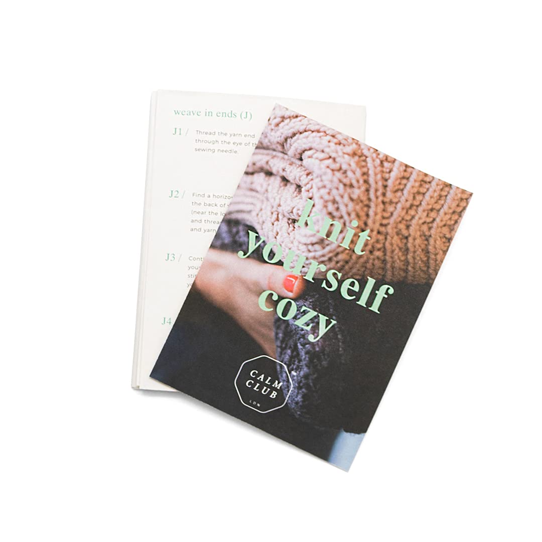 Calm Club | Knitting Kit & Guide | Crochet A Chunky Knit Blanket | Craft Kits For Adults | Crochet Kit For Beginners | Includes Chunky Yarn, Knitting Needles, & Starter Guide | Knitting Set Gifts