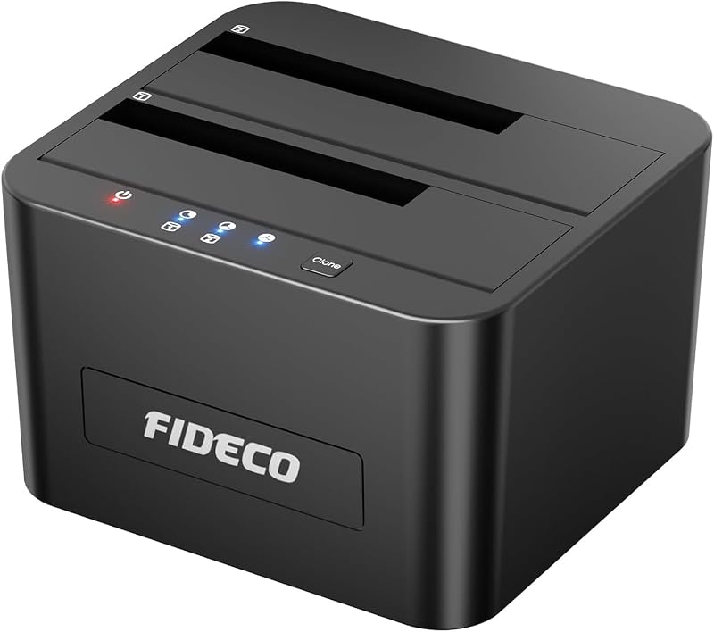 FIDECO Dual Bay USB 3.0 SATA HDD SSD Docking Station Offline Clone 32TB
