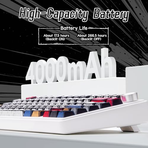 x Aula F75 Pro Wireless Mechanical Keyboard,75% Hot Swappable Custom Gaming Keyboard with Five-Layer and BT5.0/2.4GHz/USB-C Tri-Model,RGB Backlit,Side Printed PBT Keycaps (White Contour Lines)