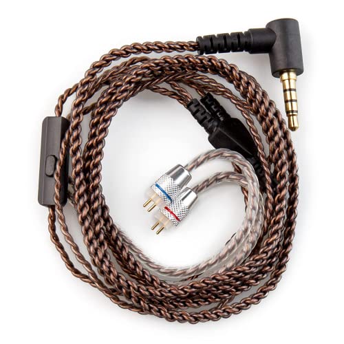 KZ CCA 2PIN IEM Earphone Cable with Mic, 4 Core High-Purity Copper Twisted in Ear Monitor Replacement Cable, IEM Earbuds Replacement Cable for KZ ZST ZSTX EDX ES4 AS10 CCA C10 TRN V80 V90 KS1 KS2