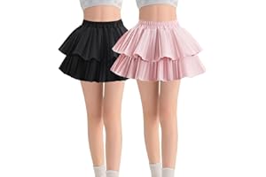 JYCPFLIT Girls' Pleated Skirt Kid Dance Skirt with Underneath Shorts Toddler Girl Tiered Summer Flared Casual Athletic Skirt