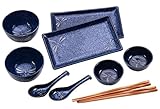 Happy Sales HSBH85/N, 10-Piece Dinnerware Set Blue Dragonfly