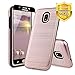 TJS Samsung Galaxy A6 Case [Tempered Glass Screen Protector] Hybrid Shockproof Resist Drop Protection Phone Case Cover Metallic Brush Finish Hard Inner Layer (Rose Gold)