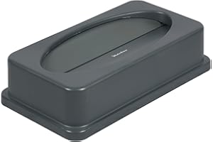 PLASTIC PRINCE Slim Jim Trash Can Lid Replacement, Outdoor Slim Commercial Garbage Can Lid, Swing Rectangular Double Flip Top Lid, Compatible with Plastic Prince 23 Gallon Container with Wheels, Gray