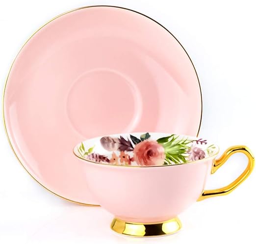 Amazon Com Acoome Tea Cup And Saucer Set 6 8oz Bone China Green