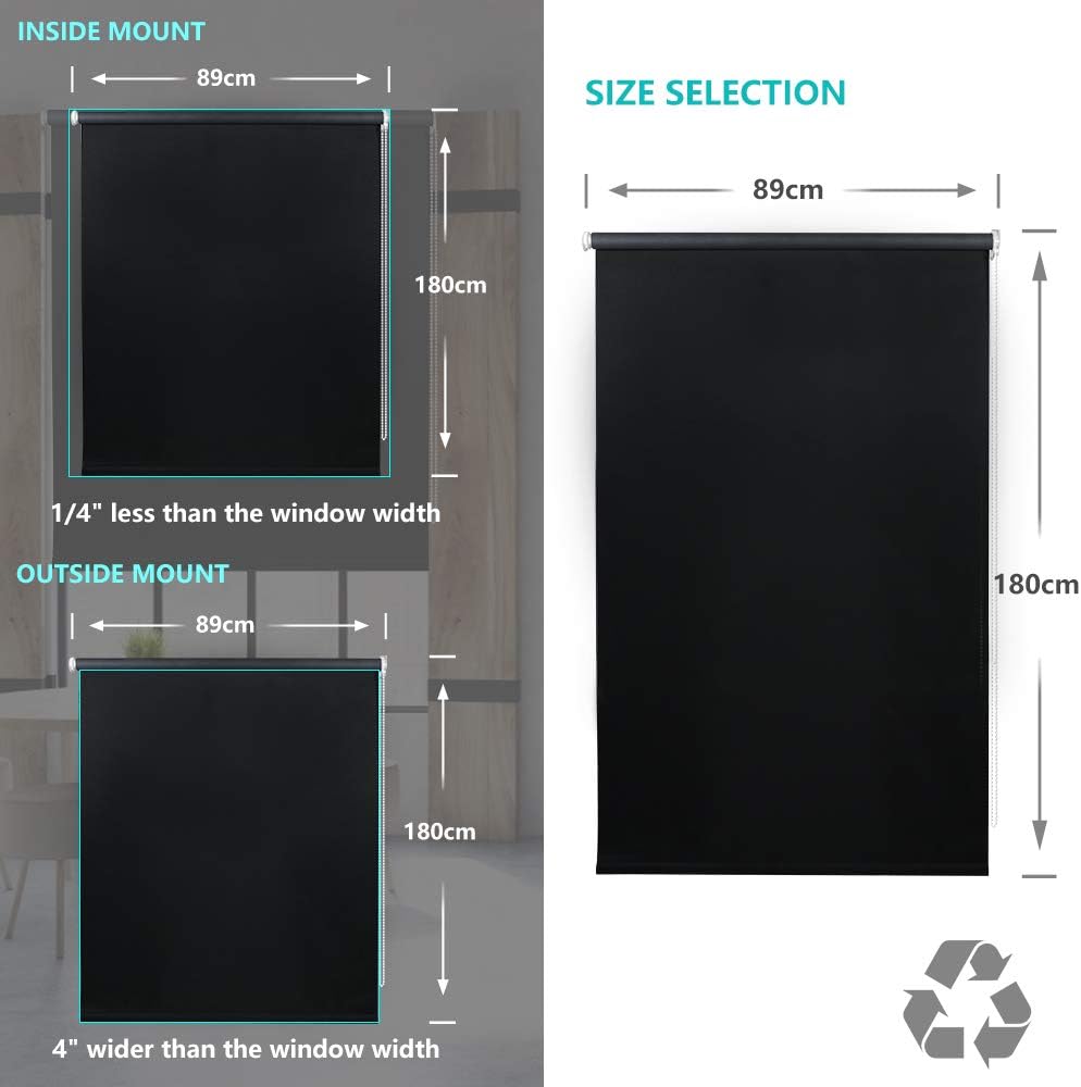 LUCKUP 100% Blackout Waterproof Fabric Window Roller Shades Blind - Image 5