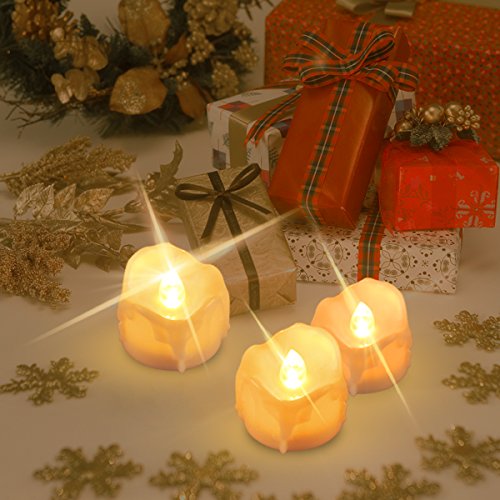 AMIR Flameless Candles, 12 PCS LED Tea Lights with Timer, Flickering Votive Candles for Christmas Thanksgiving Halloween Party Wedding Festival Celebration & Decoration, Battery Included (Warm White)