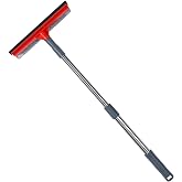 Professional Window Squeegee, 2-in-1 Window Cleaning Squeegee with Extendable Stainless Steel Handle (19.1"-36.6"), Sponge Window Squeegee, Suitable for Gas Stations, Glass, and Shower Cleaning