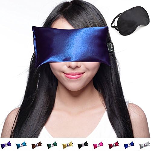 Happy Wraps Lavender Eye Pillow - Hot Cold Aromatherapy Satin Eye Mask for Yoga, Sleeping, Migraines, Stress, Relaxation - Gifts for Women, Birthdays, Coworkers, Christmas - Sapphire