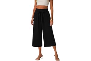 Capri Pants for Women 2026 Trendy High Waisted Wide Leg Capris Casual Lounge Pant Summer Cropped Pants with Pockets