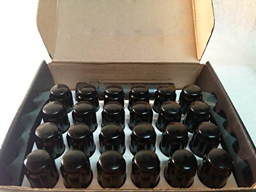 AccuWheel JEP-12000B6 Black Jeep Lug Nuts 6 Spline Nuts with Key (1/2"-20 Thread Size) - Pack of 24 Lugnuts + Key