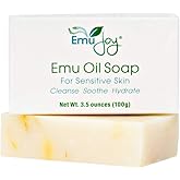 Emu Oil Soap for Sensitive Skin - Stocking Stuffer for Women Gentle Cleanser for Dry Irritated Skin Due to Eczema Psoriasis Dermatitis Lichen Sclerosus TSW Syndrome