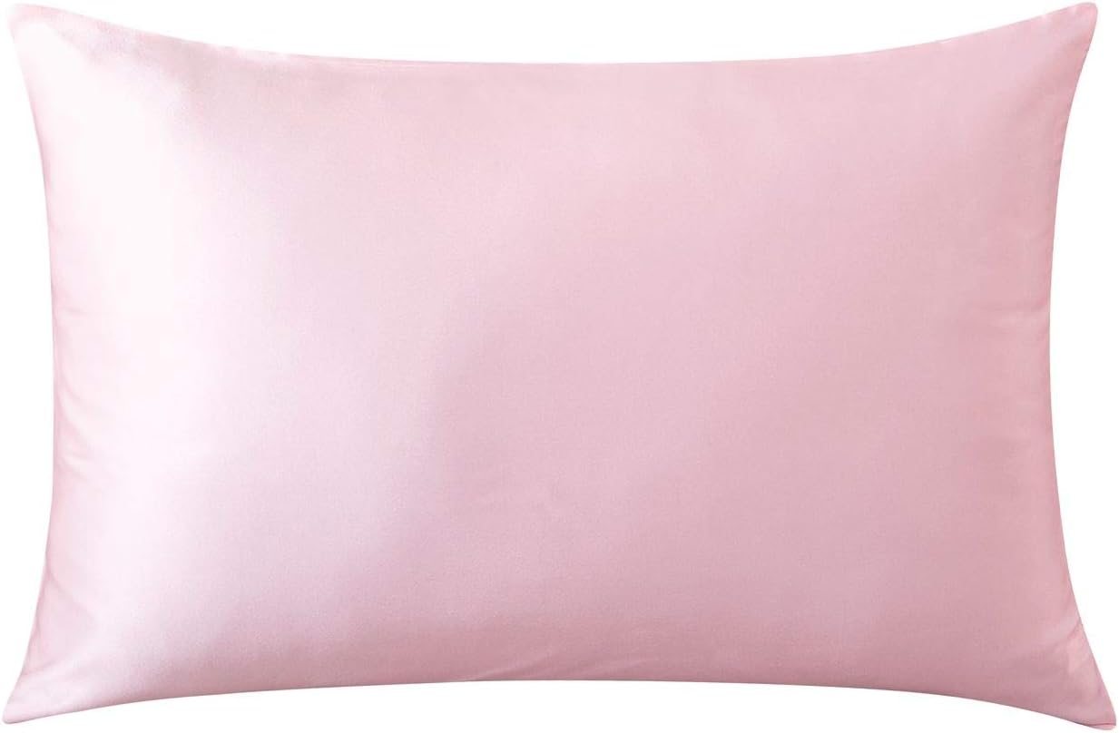 Ethlomoer Natural Pure Silk Pillowcase for Hair and Skin, Both Side 19mm, Hypoallergenic, 600 Thread Count, Smooth Silk Pillow case with Hidden Zipper, Gifts for Women Men, 50x75 cm (Pink)