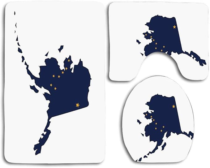 Huayuanhurug - Juego de 3 Alfombrillas de baño, Esquema del Mapa del