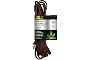 POWER BY GOGREEN Go Green Power Inc. 20ft Household Extension Cord, Brown, 3 Outlets - Indoor Use Only, Kink-Free, Child-Safe Covers, Ideal for Everyday Electronics