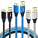 Besgoods 3-Pack 6ft Braided Super Speed USB 3.0 Charger Cable - Type A Male to Micro B Fast Charger Cord Compatible for Samsung Galaxy S5, Note 3, Hard Drive - Black White Blue