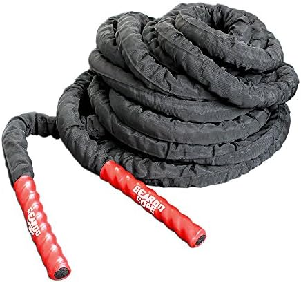GEARDO CORE Battle Rope - 1.5"/2‘’ Width Poly Dacron 30/40/50ft Length Exercise Undulation Ropes - Gym Muscle Toning Metabolic Workout Fitness - Battle Rope Anchor Included