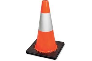 Pioneer 18" Hi Vis Safety Cone for Traffic or Construction - Professional Quality Flexible PVC - 45 Cm - Orange