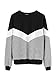 ROMWE Women's Chevron Striped Print Sweatshirt Long Sleeve Color Block Top Sweater