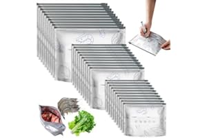 30PCS Reusable Aluminum Foil Sealable Storage Bags, 2025 New Resealable Vacuum Zipper Pouches for Food, Stand Up Foil Sealabl