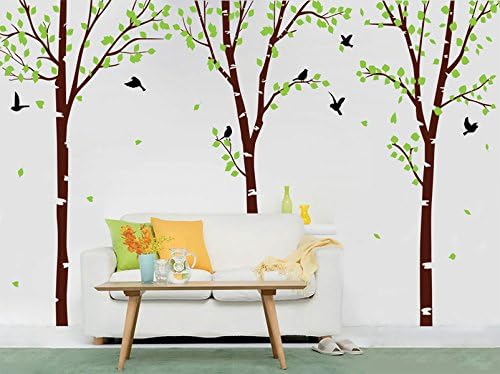 Super Big Three Birch Trees - Dark Brown - Beautiful Tree Wall Decals for Kids Rooms Teen Girls Boys Wallpaper Murals Sticker Wall Stickers Nursery Decor Nursery Decals