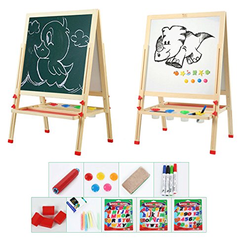 Tresbro Wooden Easels, 2 Sided Easel Board for Chalkboard and