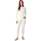 Cuddl Duds Womens Heavyweight Cold Weather Fleece Lined Thermal Set – Long Sleeve Top & Leggings - Winter Lounge Sets