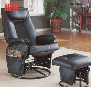 Amazon.com: Black Leather Swivel Glider Rocker Recliner ...