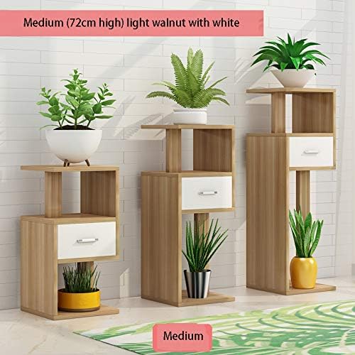 HRYP Living Room Flower Stand Multi-Layer Floor-Standing Wooden Flower Stand Balcony Room Built-in Racks Fleshy Green Flower Pot Rack