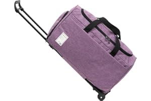 Rolling Duffle Bag with Wheels, 45L 22” Folding Travel Duffel Bag Soft-Sided with 2 Wheels, Waterproof Carry-On Large Travel 