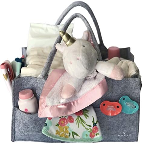 Baby Diaper Caddy Organizer, Nursery And Changing Table Storage Bin, Portable Car and Home Basket With Handles and Multiple Compartments - Great For Toys, Diapers, Baby Wipes, and Baby Essentials