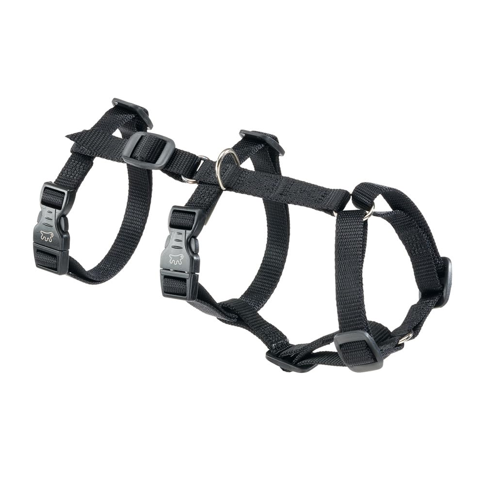 Ferplast Dog Harness Small Dog BRAVE SMALL, Escape Proof Dog Harness, Greyhound, Adjustable Harness for Dogs, 6 Closures, Black