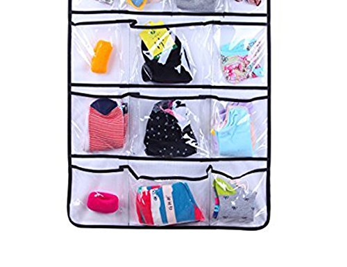 Y-TECH Hanging Closet Dual-Sided Organizers, 42 Pockets, Hanging Closet Double Sided Bra Stocking Clothes Socks Organizer Underwear organizer Socks Ties Storage Closet Organizer (Clear) - Thumbnail 3