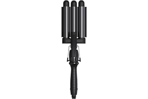 Mermade Hair PRO Hair Waver 1" - Hair Waver 3 Barrel, 3 Barrel Curling Iron 1 Inch, Ceramic Barrel Waver for Thick, Thin, Long, or Short Hair - 1", Black